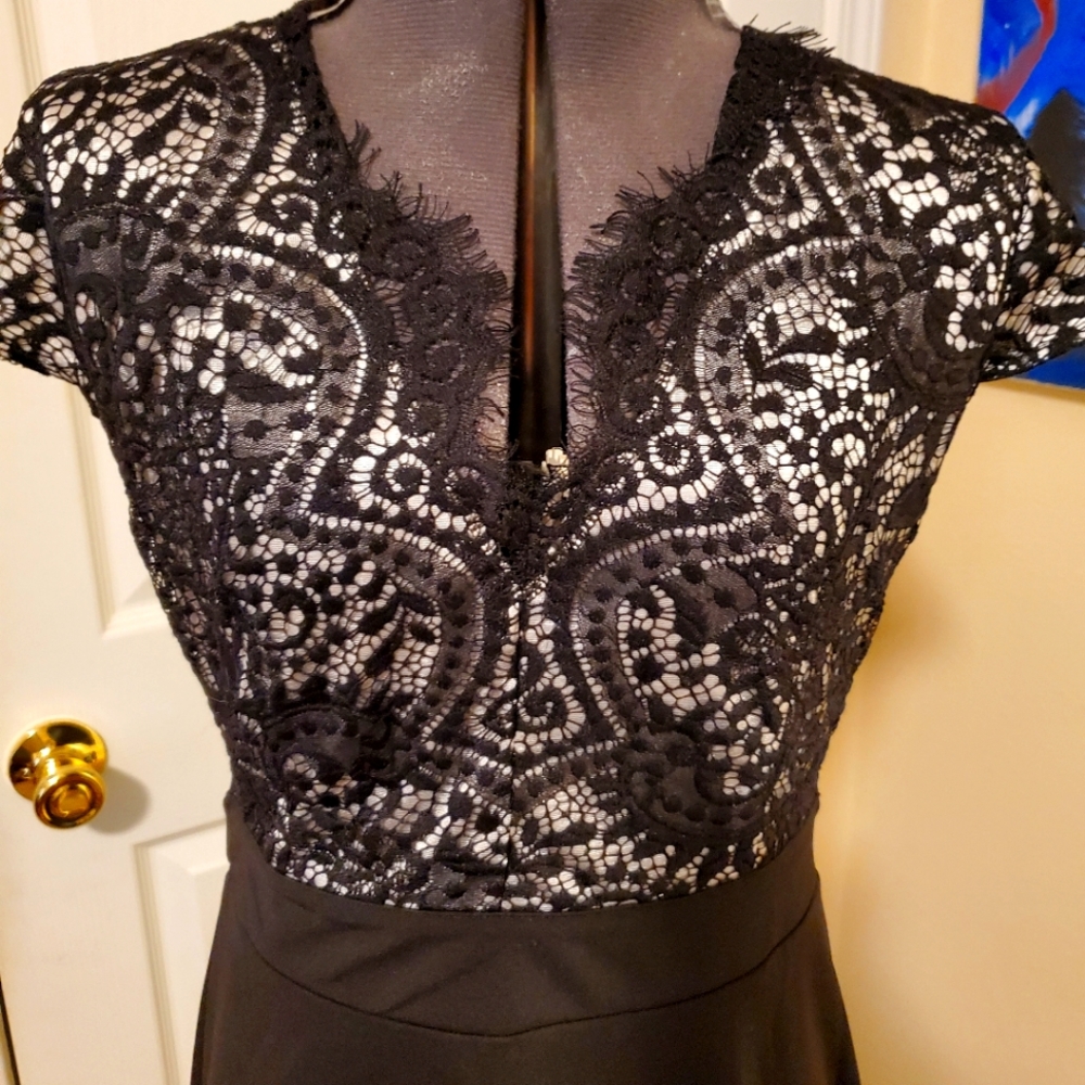 Black dress with lace front and open keyhole backing